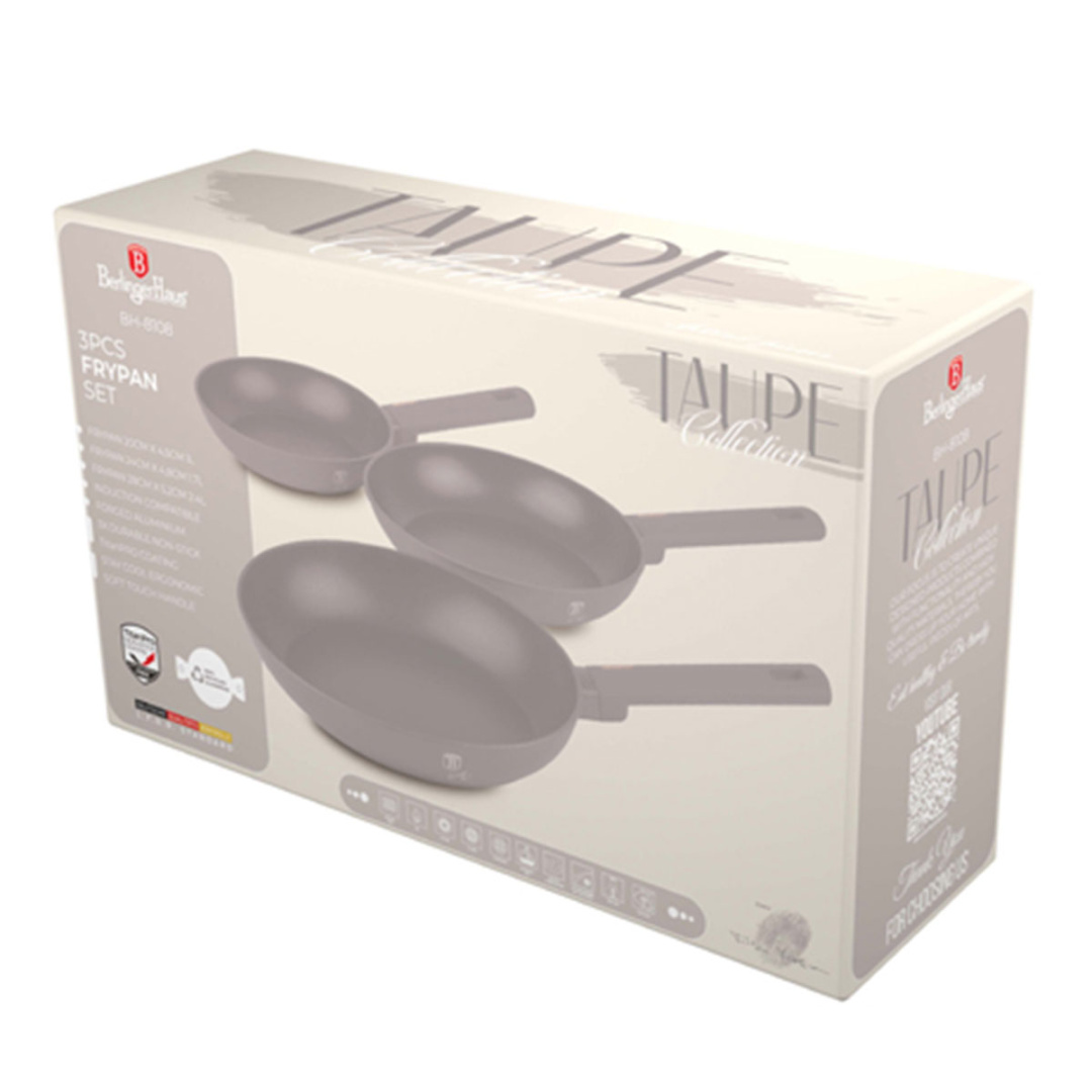 ZESTAW 3 PATELNI TYTANOWYCH BERLINGER HAUS BH-8108 TAUPE